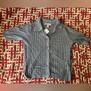 Stylish Blue Knit Cardigan by Design